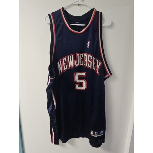 Vintage Reebok Authentics New Jersey Nets Jason Kidd Jersey Sz 52 Blue Stitched - Picture 1 of 10